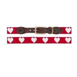 Red and White Hearts Dog Collar